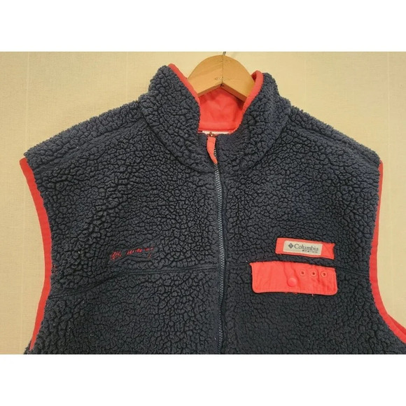 Columbia PFG Mens Sherpa Vest Size Large Budweiser Embroidered Blue - Picture 2 of 7